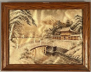 Silk Embroidery Asian Scene