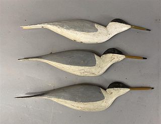 Three Carved Wooden Bird Decoys