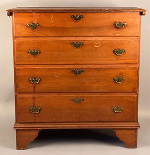 18th c Two Drawer Blanket Chest Early Refinish.