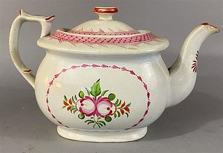 Pearlware Teapot with Floral Decoration