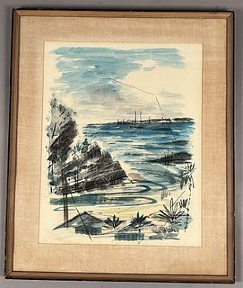 Alfred Birdsey Watercolor on Paper Seaside Ocean Scene