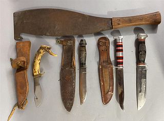 Five Vintage Knives Including Remington Marine Corps