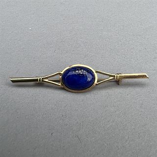 Gold Vermeil and Lapis Lazuli with Pyrite Brooch Pin