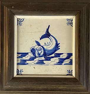 Delft Tile Depicting a Fish/Dolphin