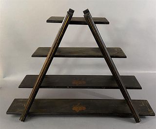 Four Tiered Hanging Shelf Black Paint