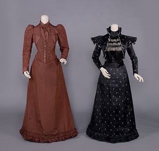 TWO SILK DAY DRESSES, 1890s