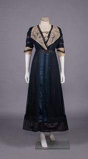 LABELED PRINTED CHIFFON DAY DRESS, NEW YORK, EARLY 1910s