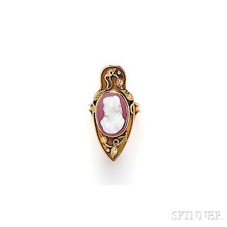 Art Nouveau Gold and Hardstone Cameo Ring