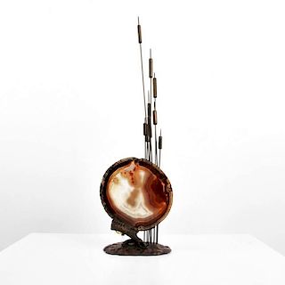 Bronze & Agate Lamp, Manner of Willy Daro