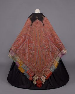 WOVEN & EMBROIDERED SHAWL, KASHMIR, 1850s