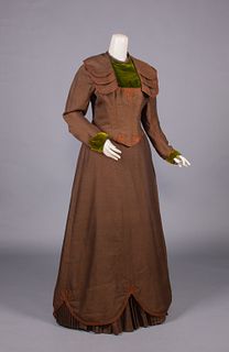 WOOL & SILK VELVET DAY DRESS, 1880s