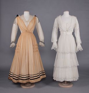 TWO TULLE & GAUZE SUMMER DRESSES, 1910s