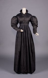 BLACK SILK MOURNING DRESS, c. 1830
