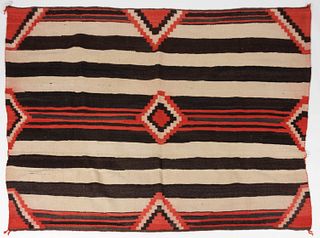 NATIVE AMERICAN NAVAJO THIRD PHASE CHIEF'S STYLE WOOL WEARING BLANKET