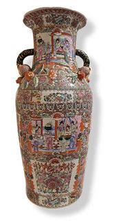 Large Chinese Vase Oriental Oriental Floral Porcelain Glazed