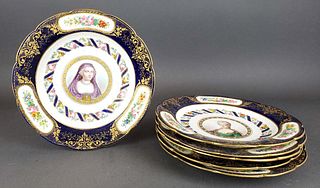 Set of 6 French Sevres Porcelain Plates