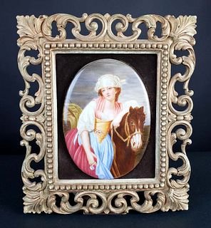 KPM Plaque of Lady with Horse, Circa 1900