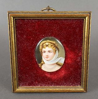 French Porcelain Plaque in Frame