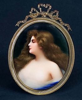 19th C. Wagner Signed Berlin Porcelain Plaque of a