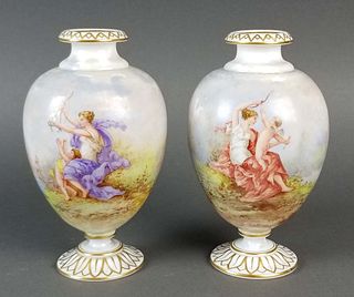 Pair of French Baccarat Opaline Vases