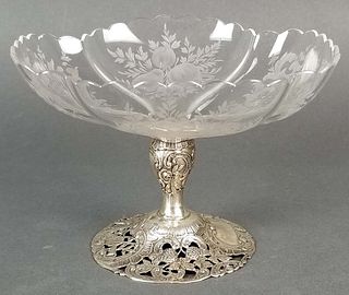 19th C. German Silver and Crystal Centerpiece