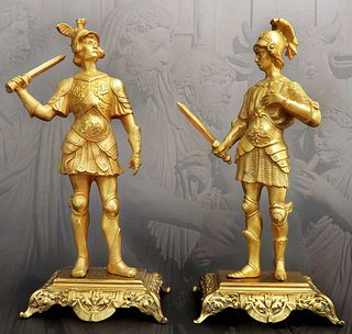 Pair Of Tiffany & Co  Gilded Bronze  Roman Soldiers