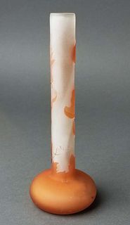 Galle Poppy Cameo Cut French Stick Vase, Circa 1900