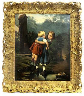 19th C Large Oil On Canvas  Painting by John Edmund