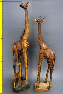 Antique Continental Large Family Group of Giraffes