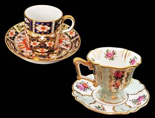 2 Items Lot, French Sevres & English Royal Crown Derby Cup & Saucer
