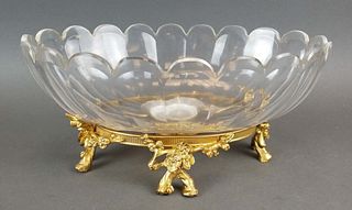 19th C. French Bronze & Baccarat Crystal