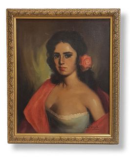 Signed Oil On Canvas Spanish Lady