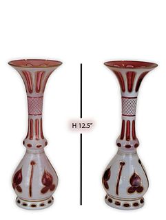 Pair Of 19th C. Bohemian Vases