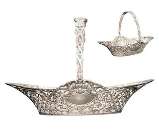 19th C. Silver German Flower Basket \ Centerpiece