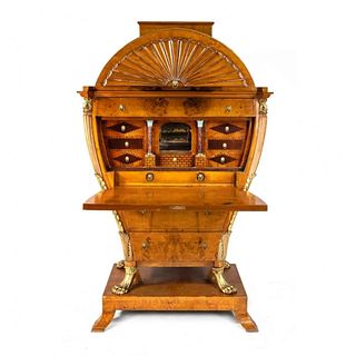 Magnificent secretaire - lyre  in the style of the Viennese Biedermeier.