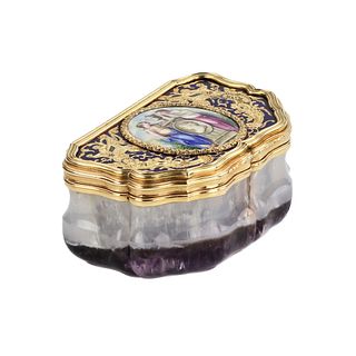 Unique snuff box made of solid amethyst with gold. I. Keibel  St. Petersburg  19th century.