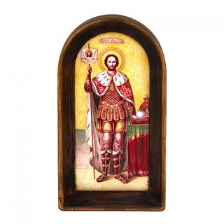 Icon of the Holy Blessed Prince Alexander Nevsky on porcelain.