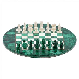 Malachite chess on a round playing board