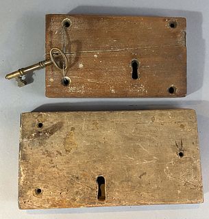 Two 18th c Wooden Box Locks