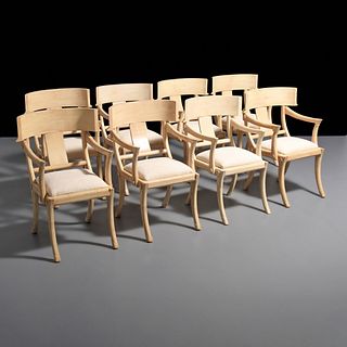 8 Klismos Arm Chairs, Manner of T.H. Robsjohn-Gibbings 