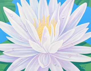 Eric Adolfson Water Lily Painting, 46"W