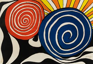 Alexander Calder 'Red and Blue Spirals' Lithograph Signed