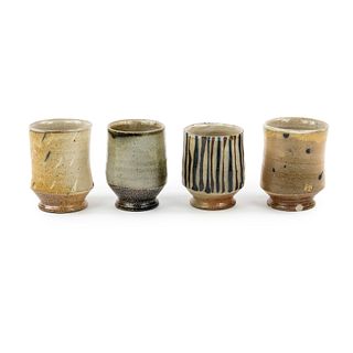 (4) Michael Simon Salt Glazed Stoneware Cups