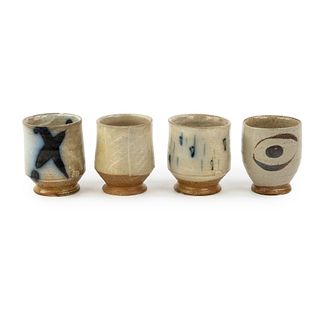 (4) Michael Simon Salt glazed Pottery Drinking Cups