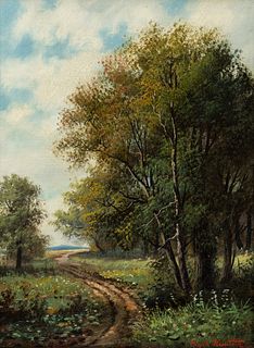 Attributed Emil Hunten Oil Landscape Painting