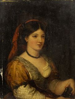 Henry Peters Gray Female Portrait Oil on Board