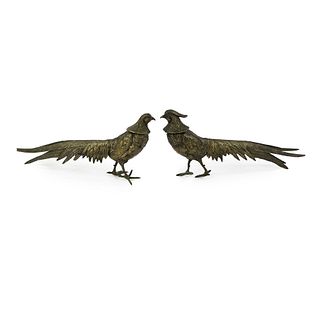 (2) Pair of Brass Pheasant Bird Statues
