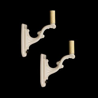 (2) Pair of Ivory Pressed Glass Wall Sconces