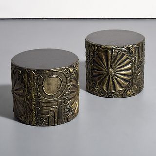 Pair of Adrian Pearsall Brutalist Occasional Tables, Manner of Paul Evans