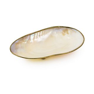 Mother of Pearl Brass Clad Shell Jewelry Tray 